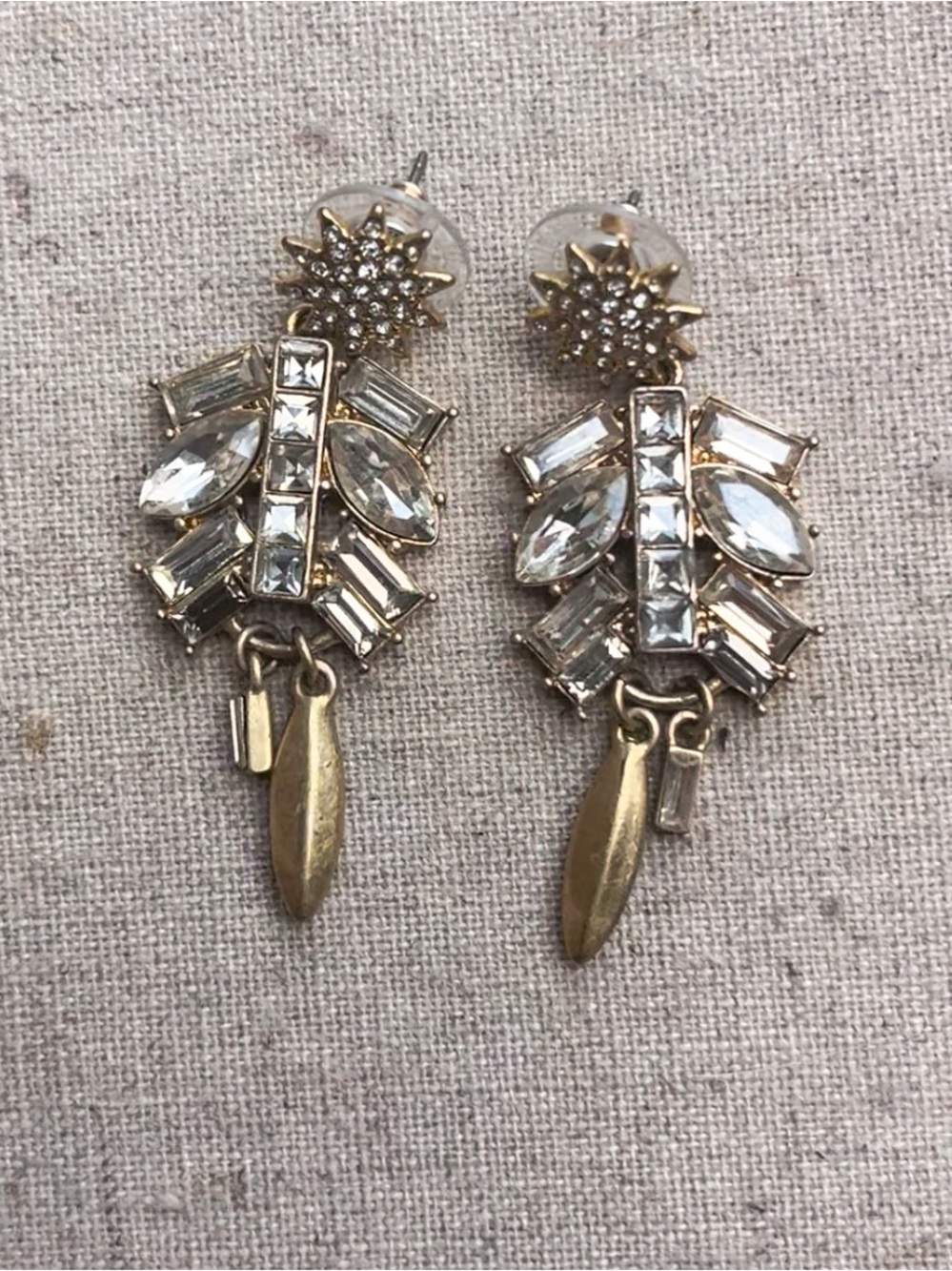 Stella & Dot Gold Crystal Drop Earrings